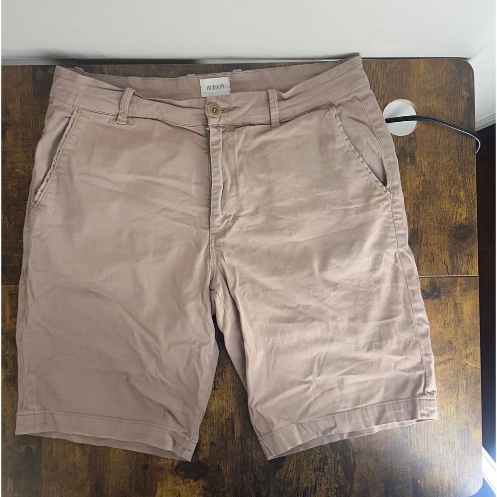 Hudson Jeans Men's Chino Shorts Tan Khaki Stretch Cotton Twill Size 32